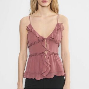 Wilfred Dusty Rose Ruffle Tie-Front Cami